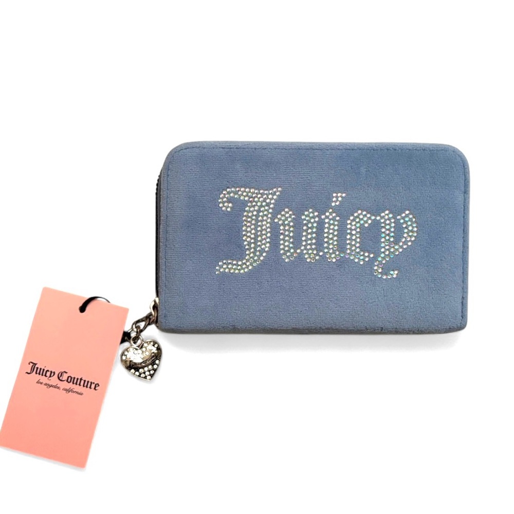 Juicy Couture Blue Velour Rhinestone Wallet